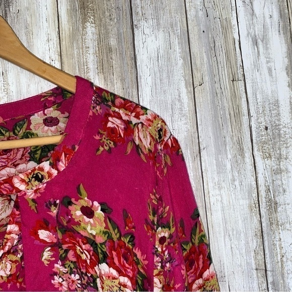 Jodifl Pink Button Neck Floral Tunic Dress - Picture 4 of 6